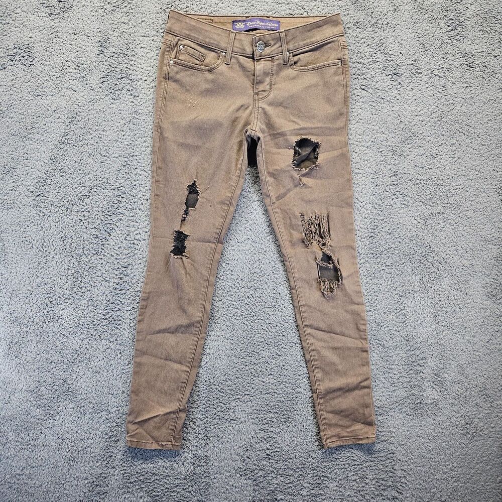 Divine Rights Of Denim Jeans‎ Womens Size 26 Brown Skinny Stretch Distressed